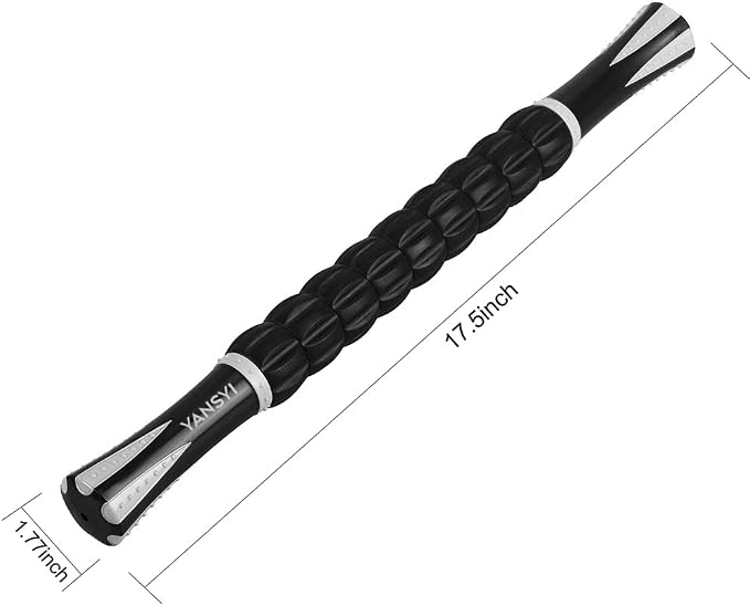 YANSYI Professional 9-Roller Deep Tissue Massage Stick - Portable Muscle Recovery Roller for Athletes, Relieves Post-Workout Soreness & Leg/Back Pain - Portable Physio Tool (White)
