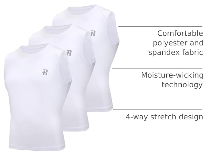 Runhit Boys Sleeveless Compression Shirt Kids Athletic Tank Tops Youth Quick Dry Undershirt for Football Basketball
