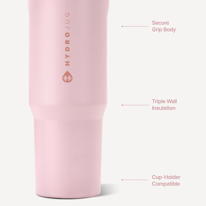 HydroJug Sport 40 oz Insulated Stainless Steel Water Bottle, Pink Sand