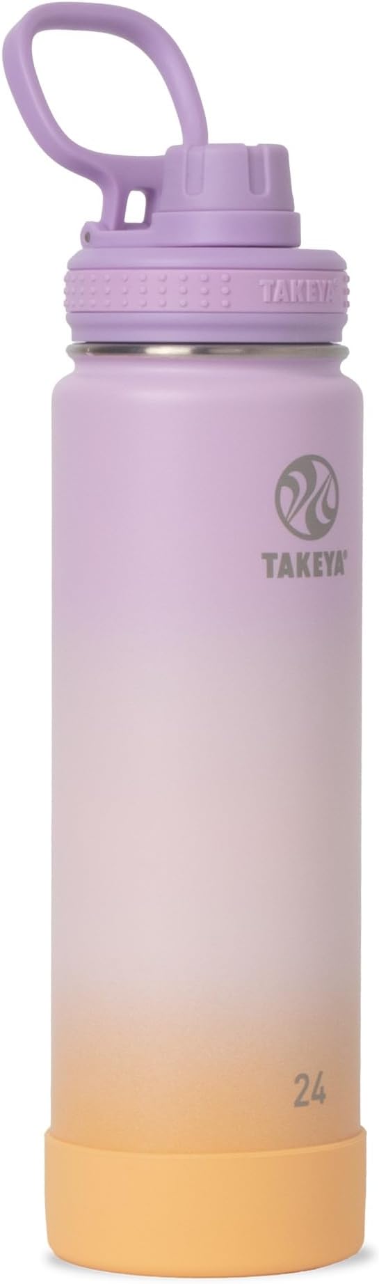 Takeya Actives Stainless Steel Water Bottle, Insulated Spout Lid, Keeps Drinks Cold 24 Hrs, Leakproof, Durable, Dishwasher Safe, Ideal for Gym, Travel, Fits Most Cup Holders, 24 oz/Ombre Golden Hour