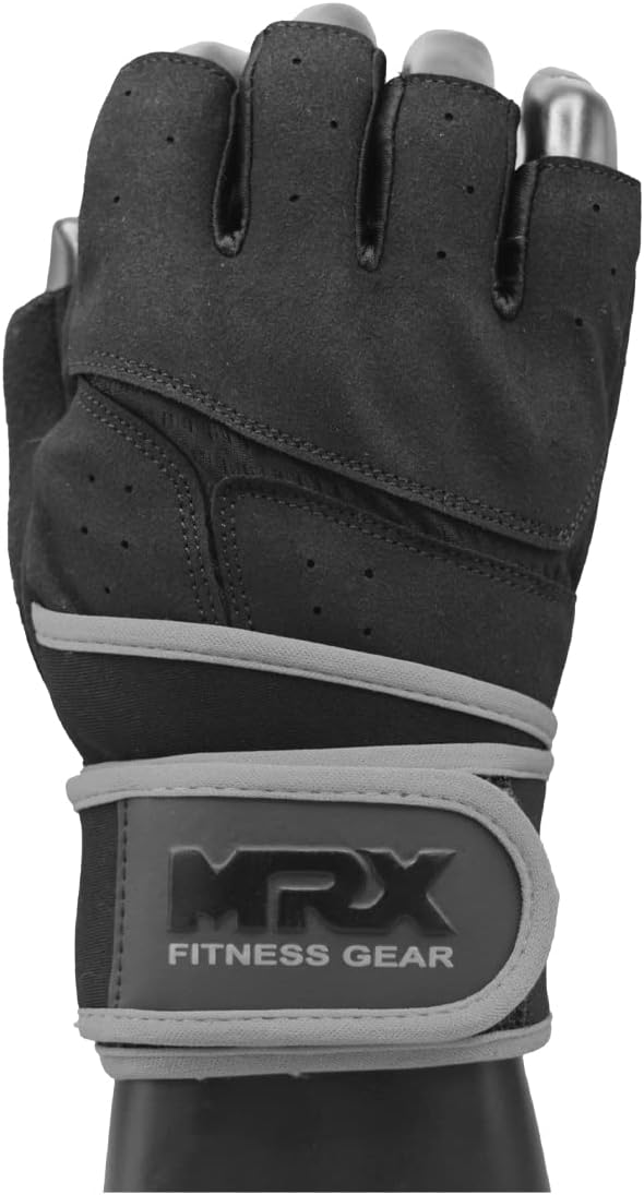 MRX Weightlifting Gloves for Men Workout Gloves Mens Wrist Support Lifting Gloves Male Gym Gloves | Workout Gym Accessories for Men Weight Lifting Fingerless Gym Exercise for Powerlifting