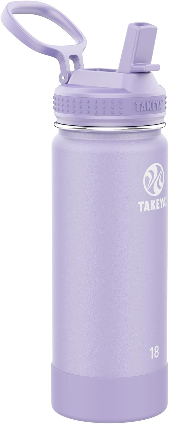 Takeya 18 oz Actives Stainless Steel Water Bottle with Straw Lid – Leakproof, Double-Wall Insulated, Keeps Drinks Cold 24 hrs/Hot 12 hrs, BPA-Free, Powder-Coated, Gym & Travel, Lavender Field