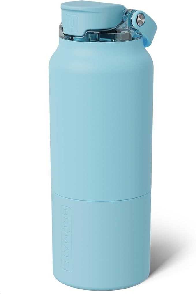 BrüMate Rise 35oz Water Bottle With 100% Leakproof Covered Silicone Straw | Insulated Stainless Steel Water Bottle With Removable Straw | Fast Flow | Soft Sip Silicone Spout | BPA-Free (Glacier)