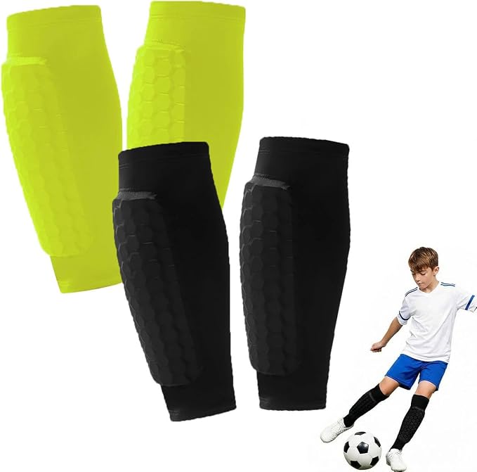 Soccer Shin Guards-2 Pairs Shin Pads for Kids Adults Teens,Shin Guards Soccer Calf Compression Sleeve with Honeycomb Pads,Lightweight Shin Protective Gear for Football,MTB,Baseball Soccer for Boy,Girl
