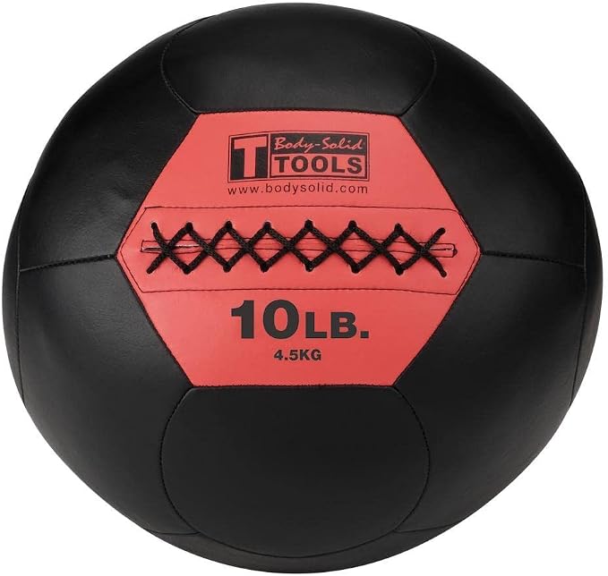 Body-Solid Tools (BSTSMB) Soft Shell Medicine Ball – Non Bouncing Wall Balls for Strength Training, Weight Loss Workout, Core Exercise and Home Gym Fitness, Black, 6-30lbs Weight