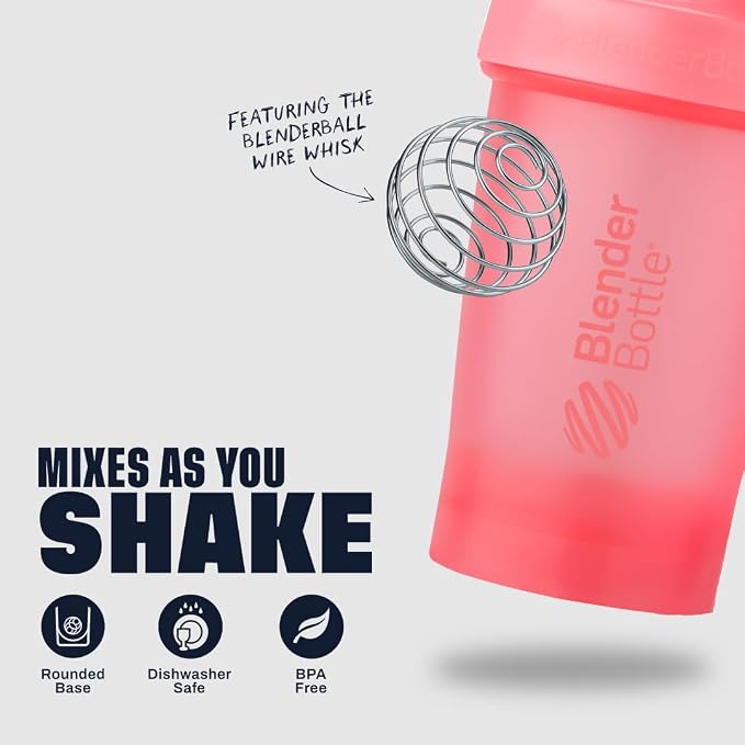 BlenderBottle Classic V2 Shaker Bottle Perfect for Protein Shakes and Pre Workout, 20-Ounce, Light Pink