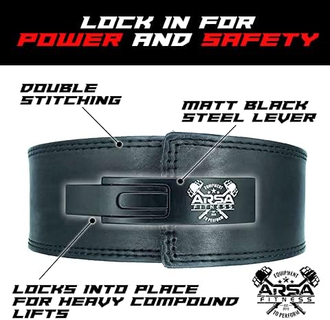 Arsa Fitness Weightlifting Adjustable Lever Belt for Men & Women Real Cow Hide Leather for Powerlifting Back Support Workout Deadlifts Squats 10MM Thickness 4" Width - Nighthawk