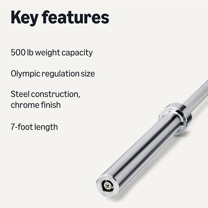 Amazon Basics 7ft Olympic Barbell Bar, 2" Diameter