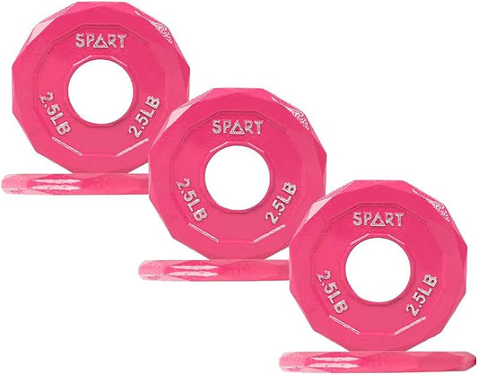 SPART Color Coded Weight Plate 2-Inch Cast Iron Tri-Grip Plate for Barbell,Solid Cast Iron Olympic Weight Plates for Strength Training, Weightlifting, Crossfit, 2.5/5/10/15/25/35/45LB, Single/Pair/Set
