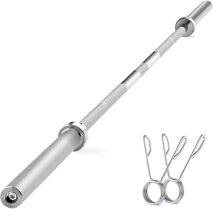 PayLessHere | 7ft Olympic Barbell | 700LB Capacity | Chrome Steel Bar | with Knurled Grip, Rotating Sleeves, 2 Clamps | Anti-Rust Finish | For Gyms, Home Gyms, Weightlifting & Powerlifting