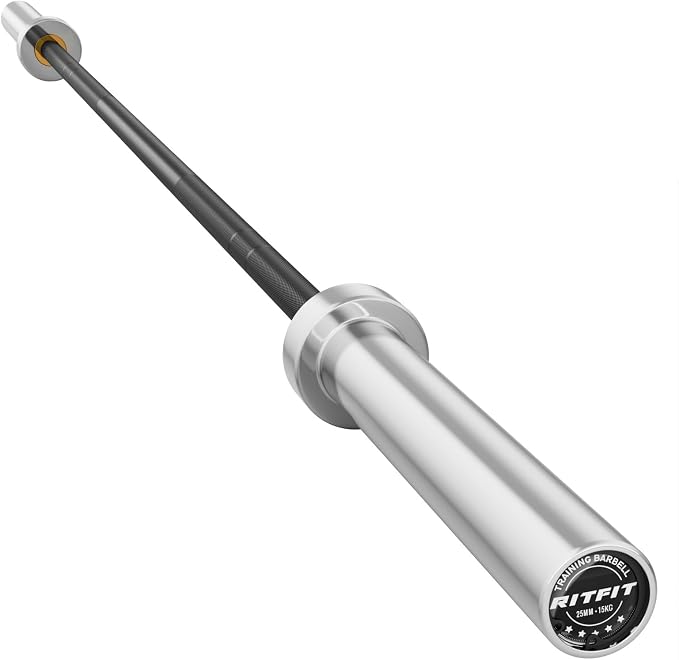 RitFit Elite 7ft Olympic Barbell, Robust 45lb Barbell for Weightlifting and Powerlifting, Superior Olympic Bar with Exceptional 500lbs Load Capacity, Weight Bar for 2” Standard Plates