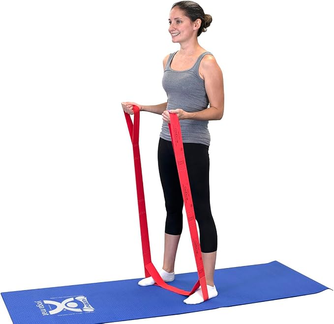 CanDo Multi-Grip 6 Foot Exercise Resistance Band with Hand/Foot Loops for Total Body Workouts, Training, Rehab, Stretching and Therapy