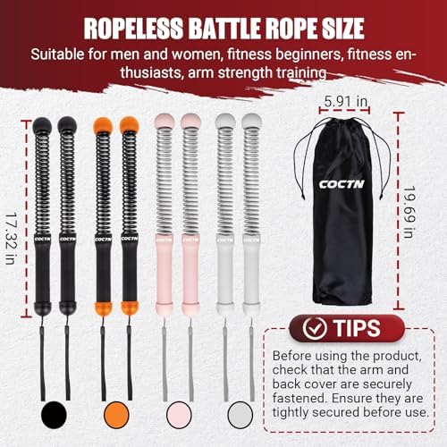 Weighted Ropeless Battle Ropes, Portable Cordless Battle Ropes with Poster | Heavy Duty Portable COCTN Battle Ropes for Strength Building, Cardio Fitness, Workout Equipment for Low-Impact Workout
