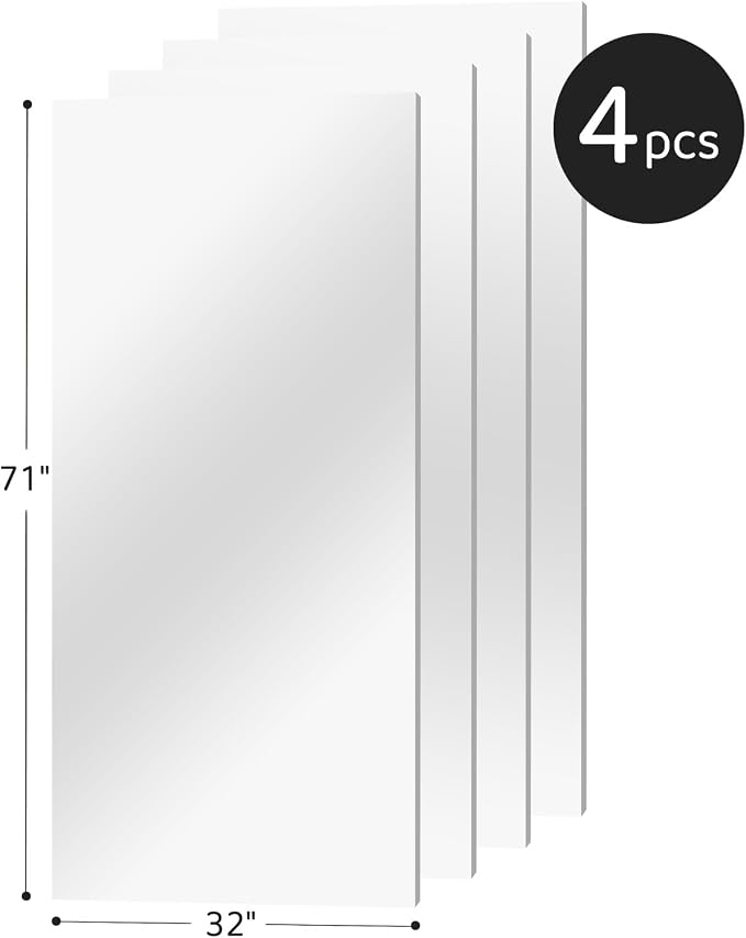 brisafe Gym Mirror, 71"x32" 4-Pack Shatterproof Nano Wall Mirror | Shatterproof Nano Safety Mirror, Lightweight, Reduces ER bills，True Reflection, for Gym & Dance
