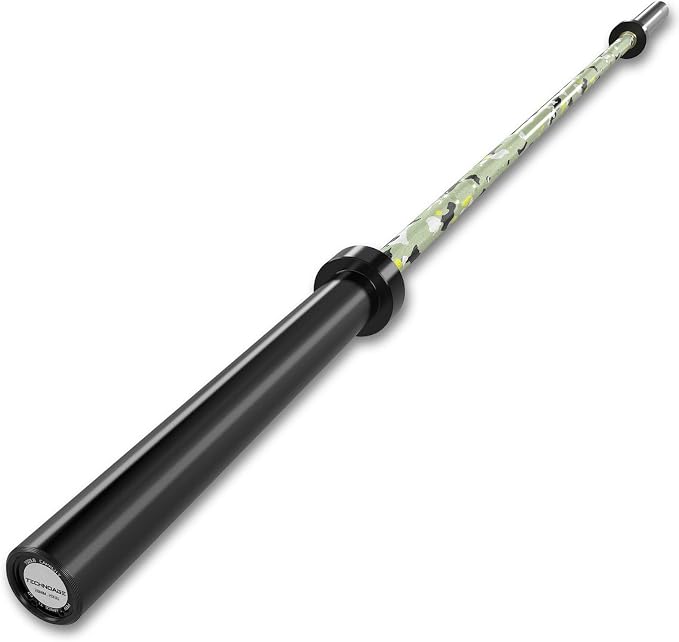 TECHNOAGE 7FT Heat-Treated Alloy Steel Olympic Barbell, 1500LB | 45LB bar with 28mm knurled grip, needle bearings, hard chrome finish, and 2-inch plate fit