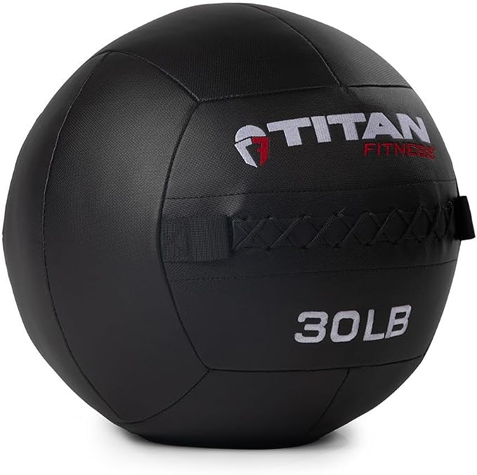 Titan Fitness LB Soft Shell Medicine Wall Ball with Poly-Composite Laminate Cross Texture Non-Slip Grip for Throwing, Core Strength, Floor Exercises, Stretching