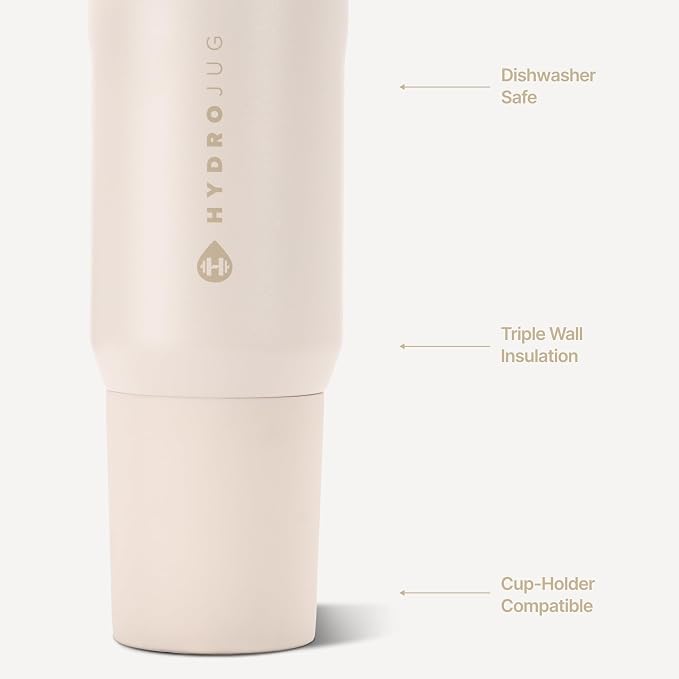 HydroJug Sport 20 oz Insulated Stainless Steel Water Bottle, Cream