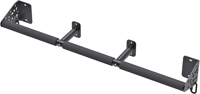 Kipika Wall Mounted Pull Up Bar - Heavy Duty 500 LB Capacity Doorway Chin Up Bar for Home Gym, Sturdy Steel Construction with Resistance Band Hooks | Hanging Exercise Bar for Full Body Workout