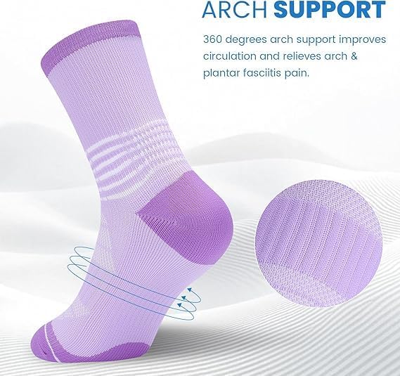 IRAMY Crew Compression Socks for Women Men with Ankle Arch Support Plantar Fasciitis Relief 3/6 Pairs