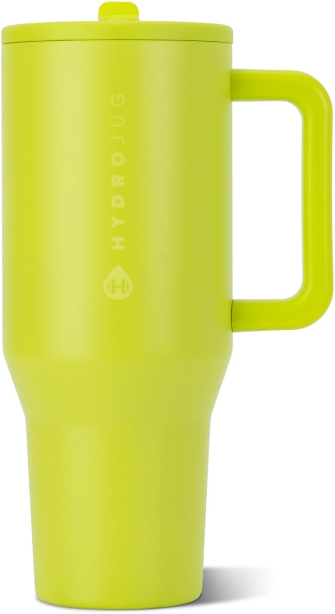 HydroJug Traveler 32oz, Insulated Tumbler with Handle & Straw, Lemon Lime