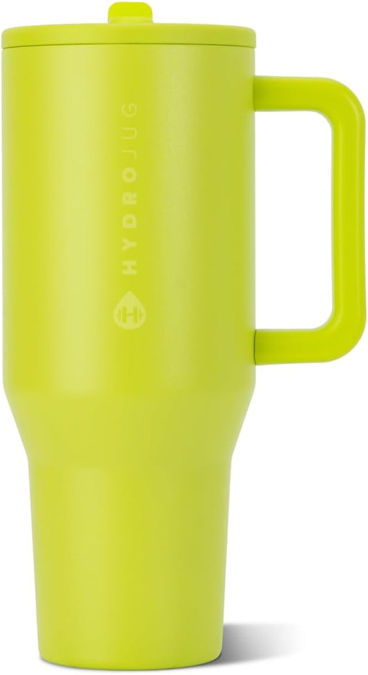 HydroJug Traveler 32oz, Insulated Tumbler with Handle & Straw, Lemon Lime