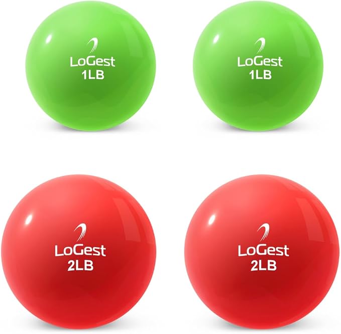 Logest Weighted Toning Exercise Balls Pair - Round Shape Medicine Ball - 1LB 2LB 3LB 4LB 5LB 6LB Available - Toning Muscle for Men & Women