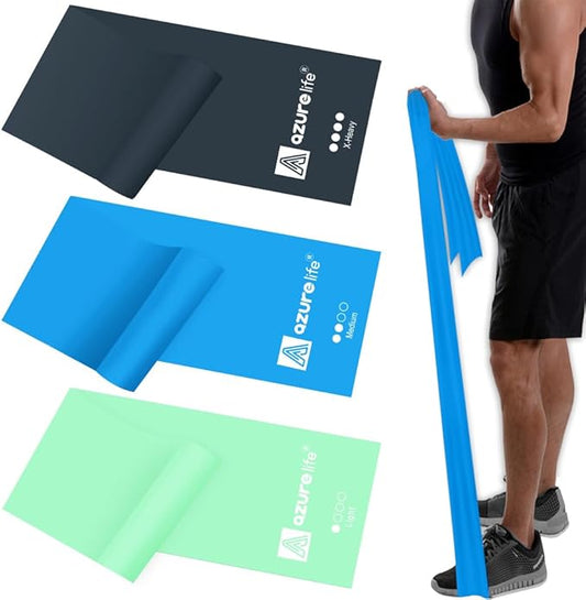 A AZURELIFE Resistance Bands,Professional Long Non-Latex Elastic Stretch Bands,Exercise Bands for Physical Therapy, Yoga, Pilates, Rehab, at-Home or The Gym Workouts, Strength Training
