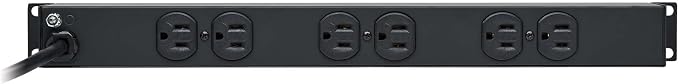 Tripp Lite 12-Outlet Rackmount PDU Power Strip, Network-Grade Front & Rear Facing Outlets, 15A, 120V, 15ft Cord with 5-15P Plug, Horizontal 1U Rack Mount, Lifetime Manufacturer's Warranty (RS-1215)