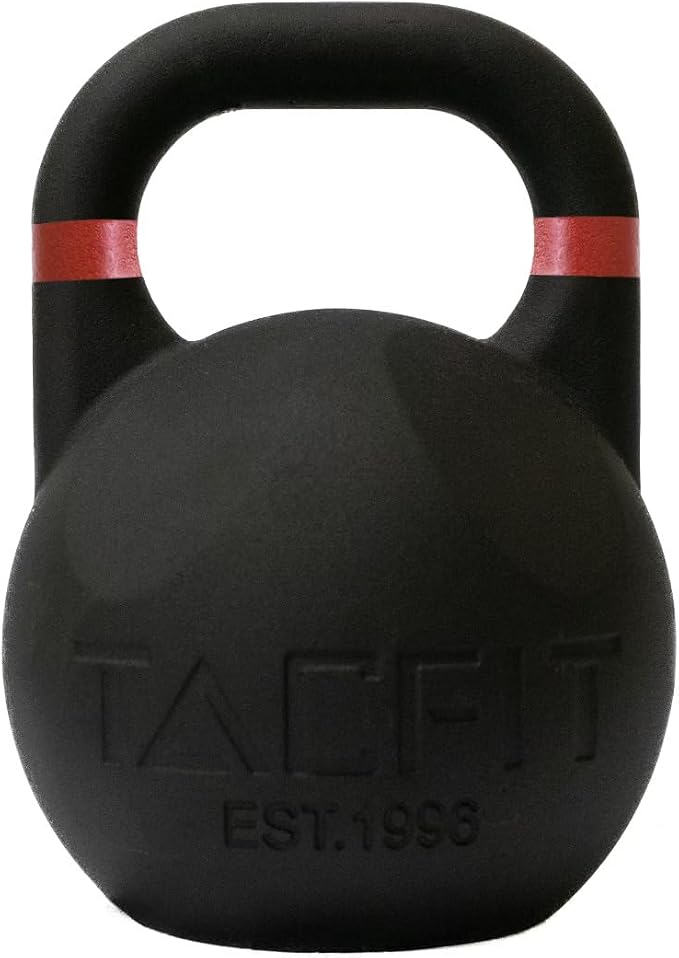 Competition Kettlebell (Powder Coated) w Grooves - 33mm Handle for Fitness, Exercise, Strength Training and Weightlifting…