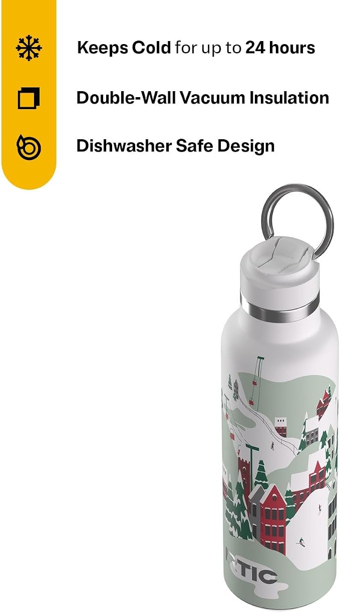 RTIC 20oz Journey Water Bottle Ceramic Lined Metal Stainless Steel Vacuum Insulated, BPA Free, Reusable, for Water, Hot and Cold Drinks, Travel, Sports, Camping, Apres Ski