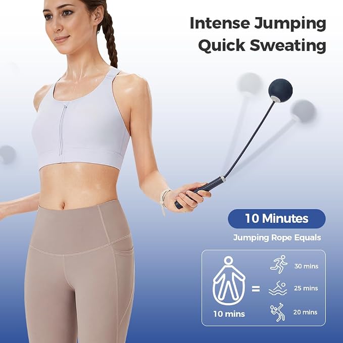 Keep 2-in-1 Weighted Jump Rope for Fitness, Cordless Ropeless Skipping Rope with 65mm Weighted Balls & Adjustable 3M Rope, Indoor Cardio Workout Rope for Home Gym, Men & Women