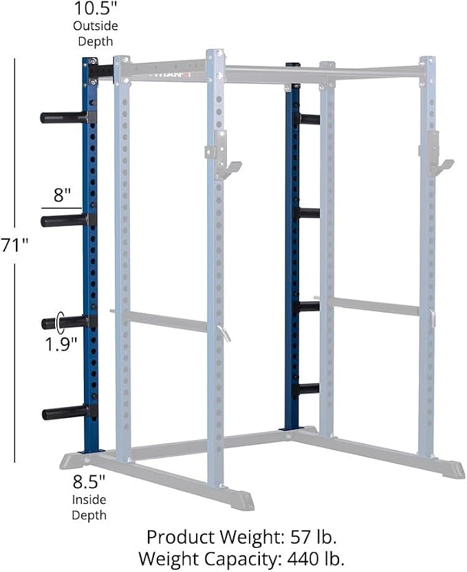 Titan Fitness T-2 Series Power Rack Extension Kit, 12-Gauge Steel Uprights, Bolt-Together Rack Expansion for Home Gym with Weight Plate Holders