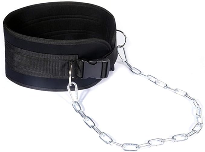Pull-up Belt Weighted Dip Belt with Chain Double D-ring Weightlifting Back Support Strap Home Gym Equipment Waist Belt