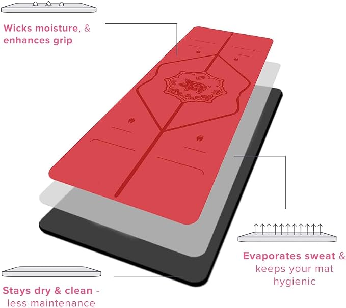 Liforme Zodiac Yoga Mat - Patented Alignment Design, Advanced Non-Slip Grip | Eco-friendly, Non-Toxic, Sweat-Resistant, long, wide, 4.2mm thick mat for comfort, recommended for Hot Yoga, Free Yoga Bag