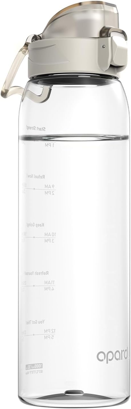 Opard Zip 32oz Plastic Water Bottle Dishwasher Safe, Leakproof Flip-Top Lid, BPA Free Tritan, Wide Mouth Reusable Sports Water Bottle for Gym Hiking Commuting Outdoor Travel and School