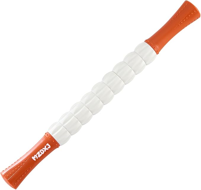 Muscle Roller Massage Roller Stick- Deep Tissue Fascia Blaster for Myofascial Pain Relief, Lymphatic Drainage & Body Sculpting, Handheld Physical Therapy & Recovery Tool(Orange White)