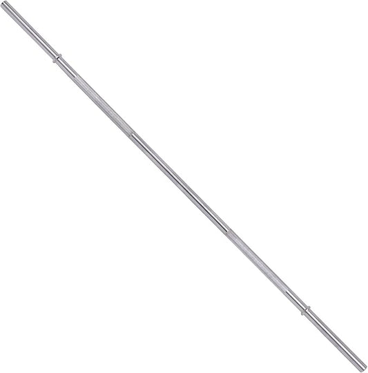 Available in 5FT and 7FT, Straight Barbell Bar, 1-Inch Standard Diameter, Alloy Steel, Black Finish, 300LBS Weight Capacity, Chrome Surface, Diamond Knurling, Anti-Skid Grip,