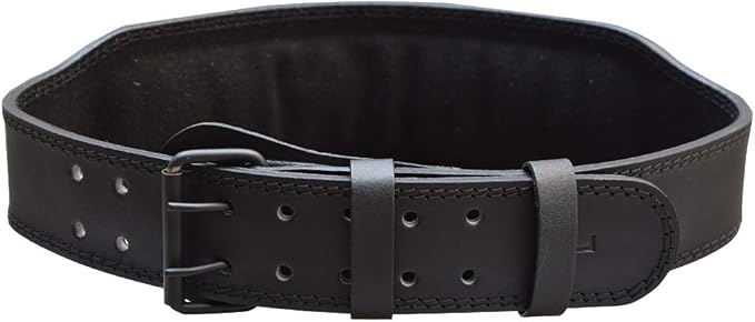 MRX Weight Lifting Belt Genuine Leather - 4 Inches Wide 8mm Thick Padded Lumbar Back Support Double Prong Powerlifting Belts Heavy Duty Deadlifts Workout Squats & Exercise Belt for Men & Women