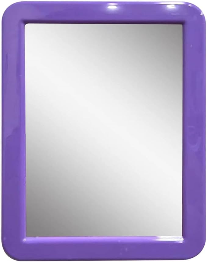 PTY Magnetic Real Glass Mirror for School or Gym Locker, 5" x 7" Purple Framed - Locker Accessory - Small Makeup Mirror for Fridge, Toolbox, Office Cabinet, Workshop