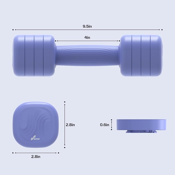 Adjustable Dumbbell Set of 2: Sportneer 4 in 1 Free Weights Dumbbells Set for Women, Hand Weights for Women at Home, Available in 5 lb × 2 and 10 lb × 2 Sets with Soft Rubber Handle for Home Gym Exercise Training