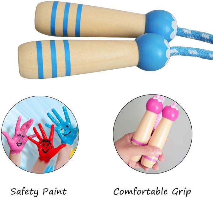 Jump Rope for Kids, Lorvain Adjustable Skipping Rope | Kids Jump Ropes with Wooden Handle for Girls Boys, Weighted Jumping Ropes for Fitness Workout Exercise Outdoor Fun Activity