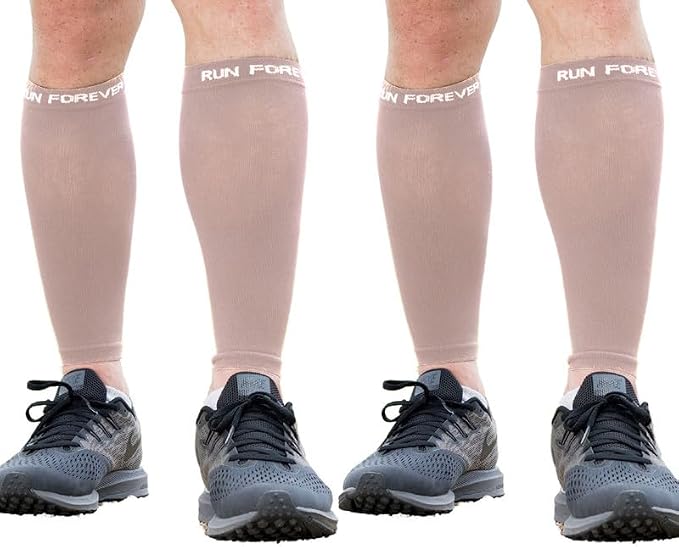 Run Forever Calf Compression Sleeve for Men & Women, 20-30mmHg Compression | Leg Sleeve for Shin Splints, Varicose Veins, Swelling & Pain Relief | Footless socks for Running, Cycling & Travel