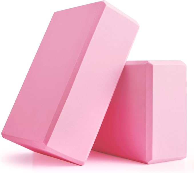 Yoga Blocks 2 Pcs, 9"x6"x3" Yoga Brick Foam Blocks EVA Foam Block Yoga Props Accessories for Yoga Pilates Stretching and Meditation