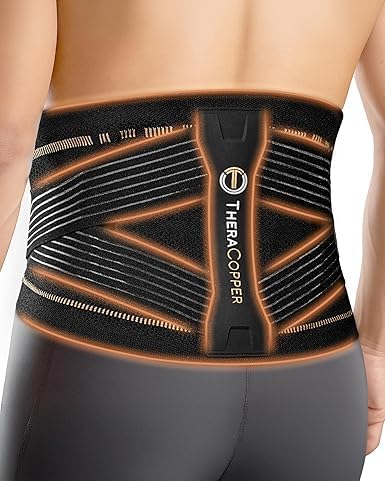 TheraCopper Copper Back Brace for Men & Women — Lumbar Support Belt for Lower Back Pain, Sciatica & Herniated Disc — Infused Copper Back Support with Adjustable Compression (XX-Large)