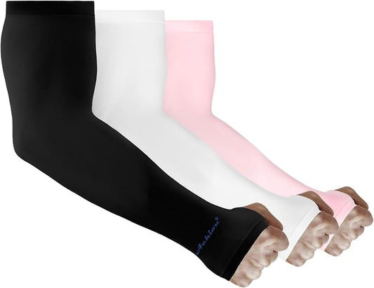 Achiou Arm Sleeves for Men Women, Sun Sleeves UV Protection Cooling Sports | Compression,Tattoo Sleeve Cover, Thumb Hole Design,Tattoo Cover Up, UPF 50+, Versatile Use for Basketball Football Volleyball