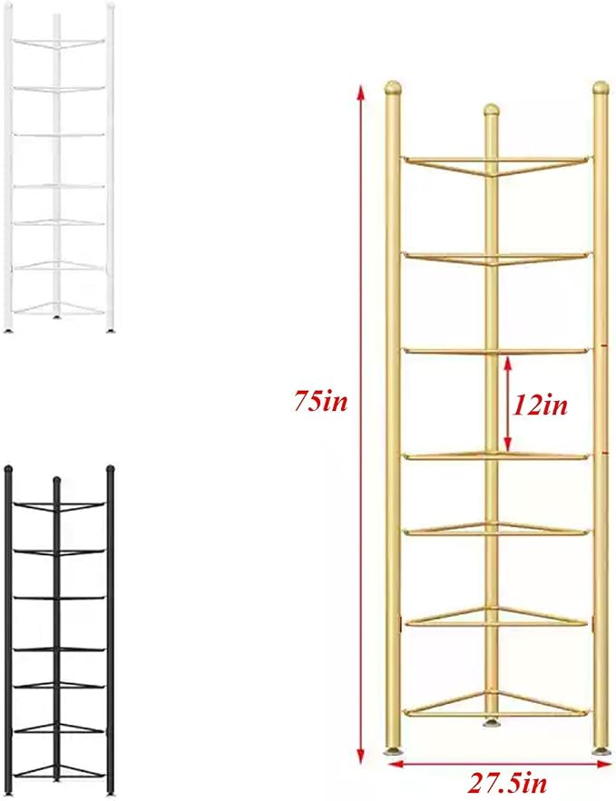 3/5/6/7 Tier Floor Stand Storage Organizer Exercise Half Balance Ball Storage Rack, Home Gym Workout Equipment for Bosu Slam Bowling Medicine Balls(White,7 Layer - 75in)