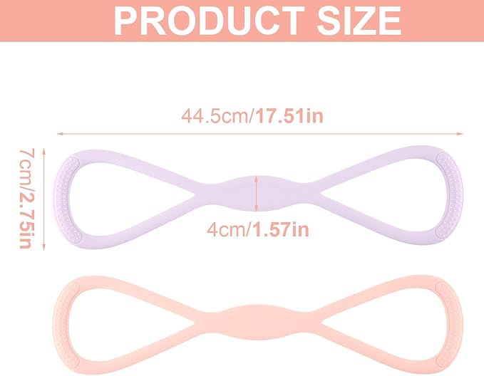 2Pack Figure 8 Resistance Bands for Women, 8 Shaped Rubber Exercise Band for Arms, Back, Shoulder Stretch with Handles, 15 Lbs Fitness Band for Home Yoga Gym Workout