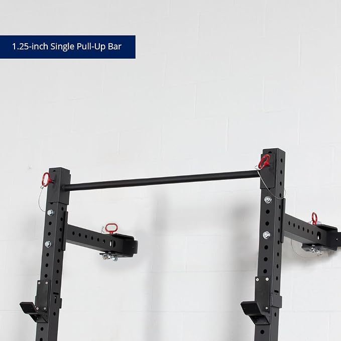 Titan Fitness X-3 Series 80-inch Wall Mounted Folding Power Rack, Space Savings Rack, Folds up to 5-inches from the Wall