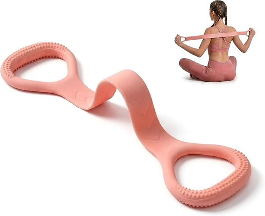 Figure 8 Resistance Bands with Handles, Silicone Exercise Bands for Yoga Pilates Stretching, Portable Home Workout Equipment for Arm Back Shoulder Training, Fitness Band for Women Men