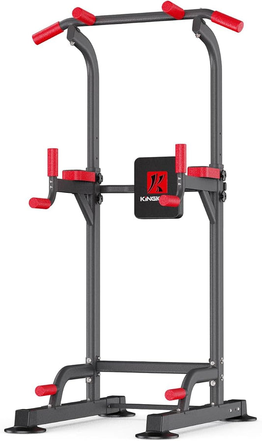 K KiNGKANG Power Tower Pull Up Bar Station for Home Gym Fitness Equipment | Dual-knob Height Adjustment | Load 450lbs| Suction cup feet | New upgraded